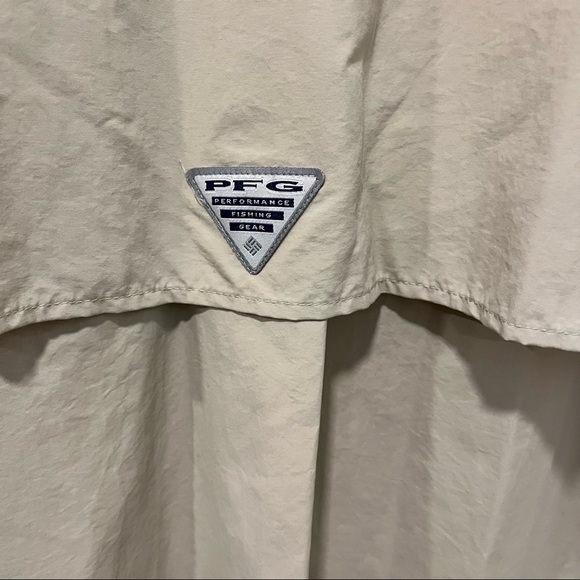 Columbia PFG Omni shade Fishing Shirt Men Size Xl Vented Short Sleeve Tan Beige - Picture 6 of 9